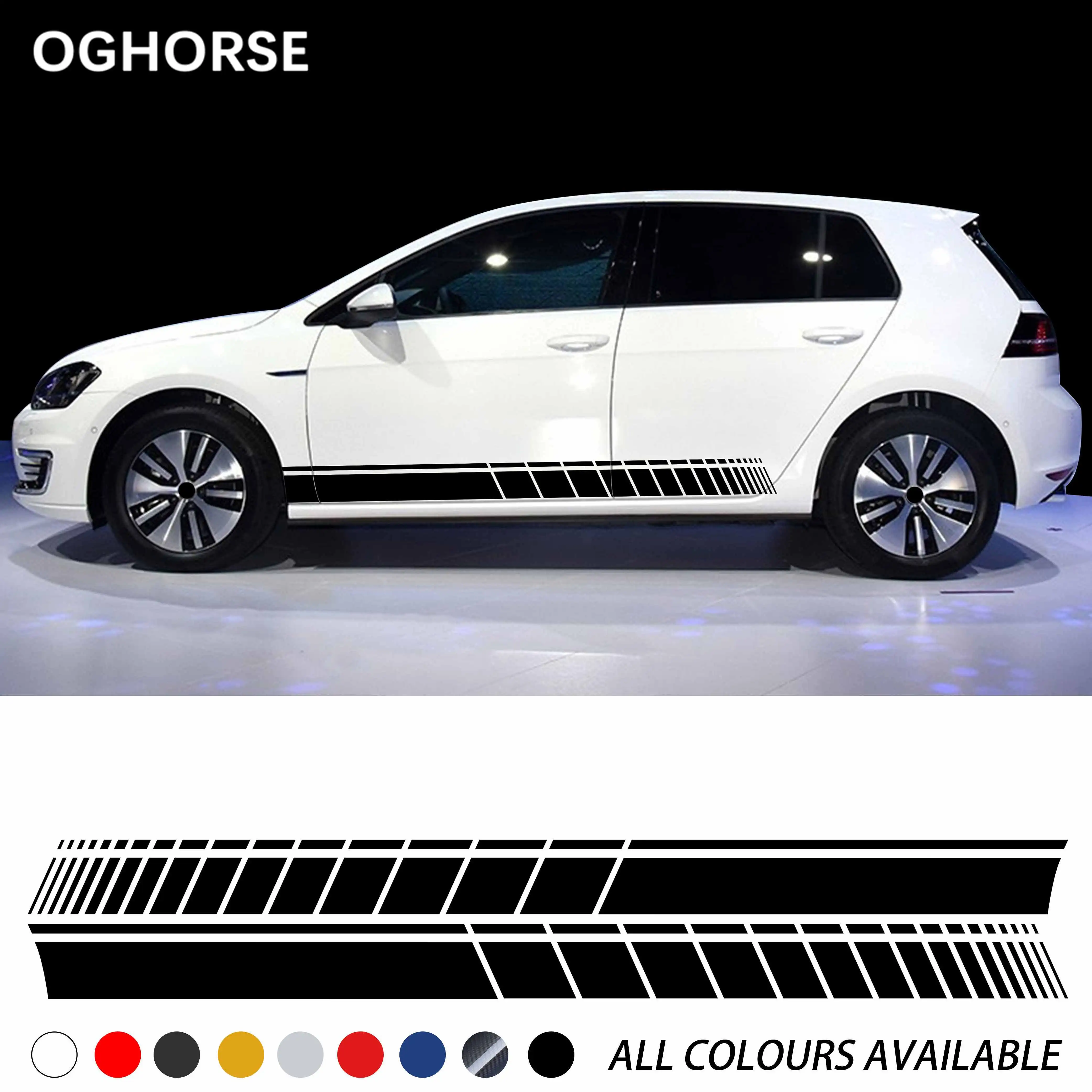 

2 Pcs Car Door Side Stripes Sticker Body Decal For Volkswagen VW Golf 5 6 7 Polo Passat Tiguan Scirocco CC Bora Accessories