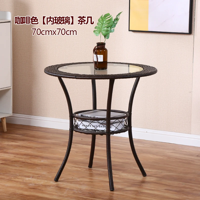 

Rattan knitted balcony, small coffee table, toughened glass, round table, small table, bedroom, bedside table, simple, simple.