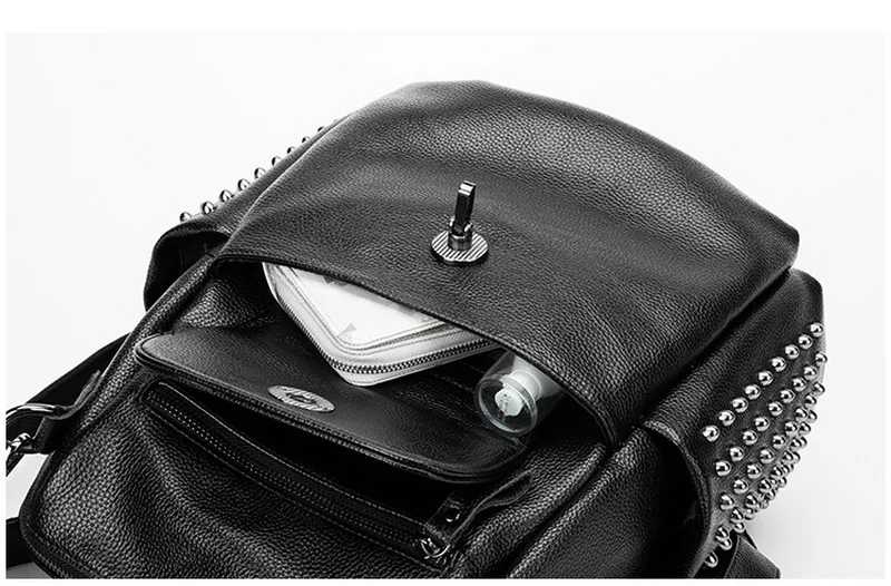 Gradosoo рюкзак с заклепками, женский роскошный рюкзак в стиле панк, школьный ранец, женские многофункциональные сумки на плечо, кожаный рюкзак для путешествий LBF617