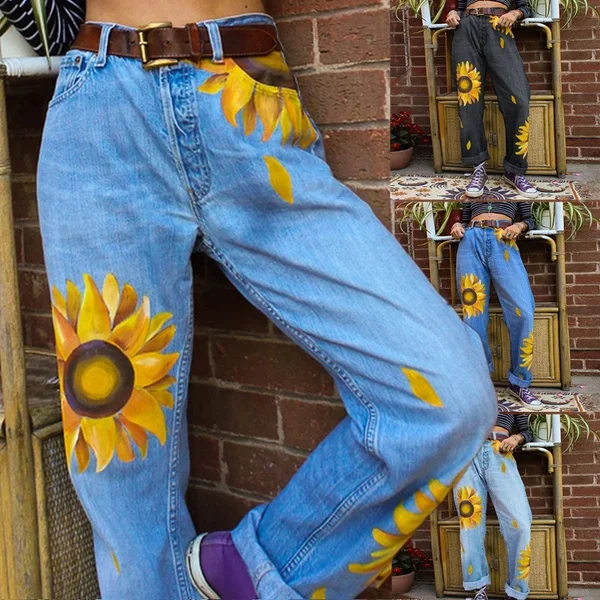 Lugentolo Jeans women Sunflower Printed 