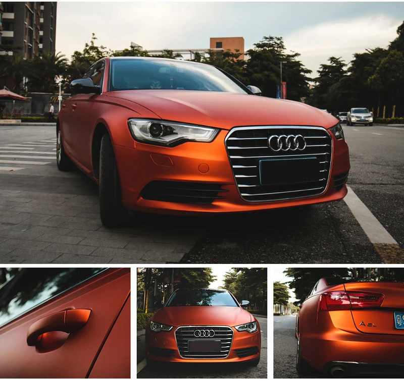 Orange Metallic Chrome Vinyl Film Wrap-6