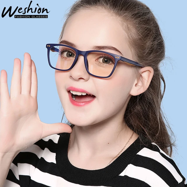 Kids Childrens Anti-Blu-ray Glasses Nerd Retro Silicone Clear Lens Eye Glasses Soft Frame, Children Optical Glasses Flexible Eyeglasses Girls Boys