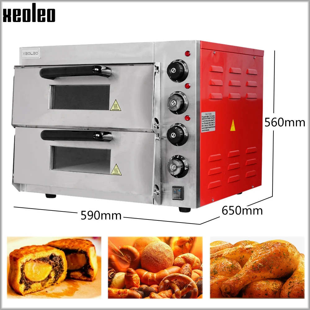 XEOLEO Electric Pizza Kitchen Food Processor Double Layer Baker Machine Home Appliance Stainless Steel Cuisine Commercial Oven