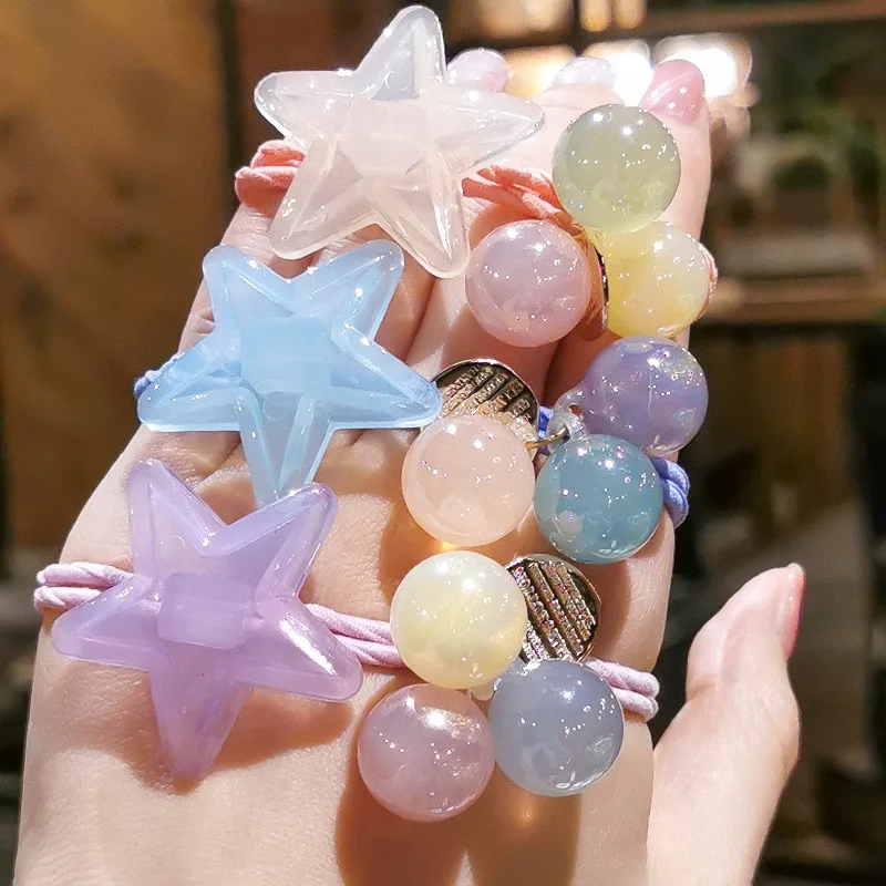 Новинка для девочек круглая пятиугольная звездная звезда завязка волос