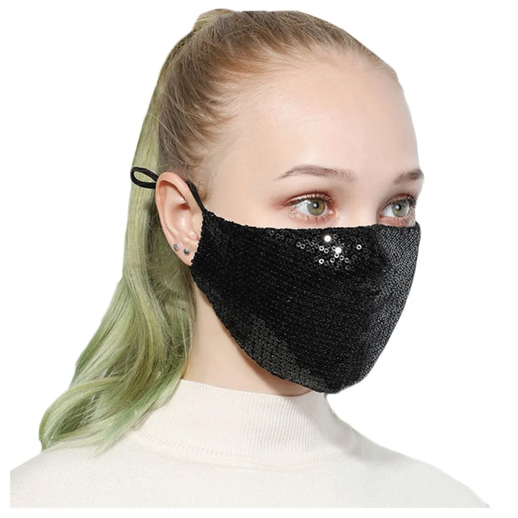 Fashion Women Shiny Sequins Face Mask