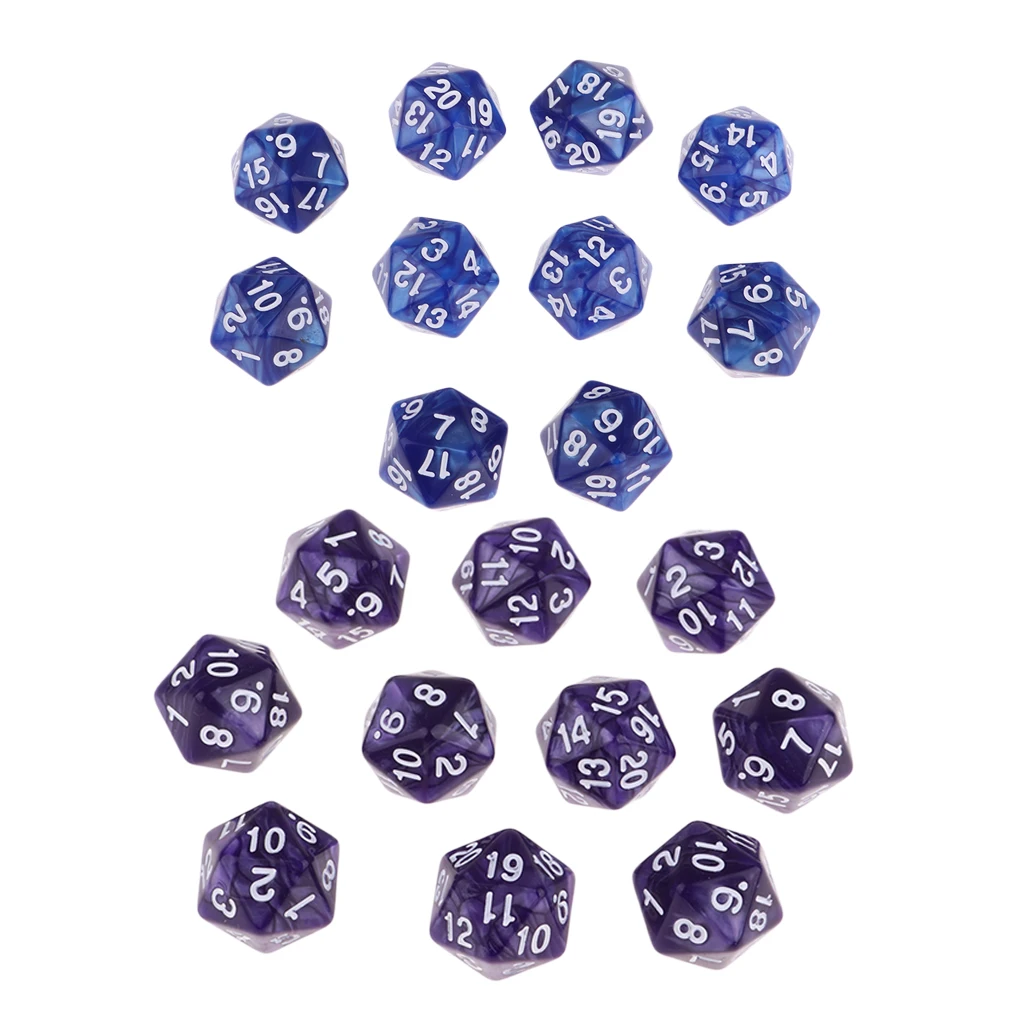 Pack of 20 Dungeons D&D Role Playing Games Twenty Sided D20(1-20) Dice, 2 Color