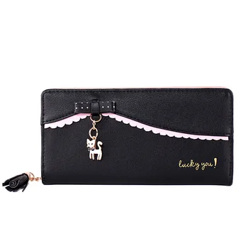 

Fashion Pendant Cat Wallet New Phone Wallet Lady Tassel Zip Long Wallet Clutch