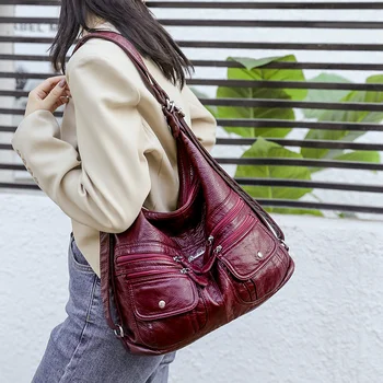

2020 New Fashion Women Hobo Bag High Quality Multifunctional Chic Lady Shoulder Bags Large Soft Leather Female Crossbody Handbag