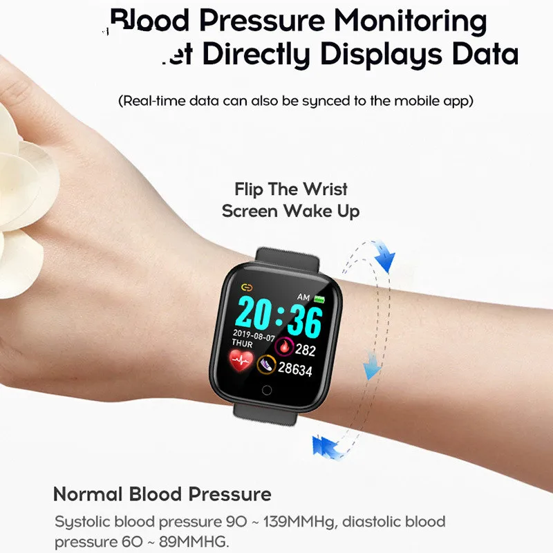 Reloj electrónico a prueba de agua para hombres y mujeres, rastreador deportivo, recordatorio de llamadas, presión arterial remota, Monitor de frecuencia cardíaca, moda conveniente
