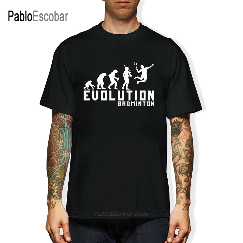 Лидер продаж модная футболка из 100% хлопка унисекс Evolution Of BADMINTONS забавная с