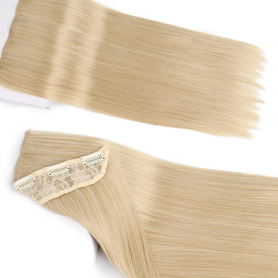 AISI BEAUTY, синтетические волосы для наращивания на заколках, длинные прямые волосы на заколках, 5 клипсов, 613, черные, светлые, высокая температура