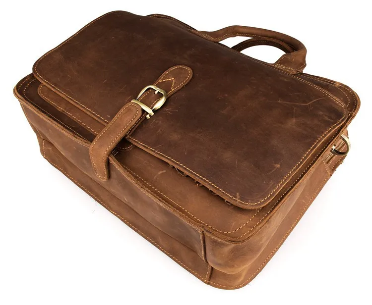 Nesitu Highend винтажный коричневый кофе из натуральной кожи 14 ''ноутбук офисный мужской портфель сумки через плечо M6020