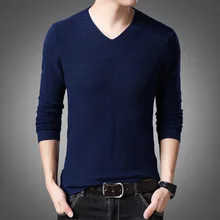 Брендовый мужской свитер, тонкая трикотажная одежда, мужская уличная одежда, Классический Повседневный пуловер с v-образным вырезом, мужские шерстяные свитера на осень и зиму, 4XL