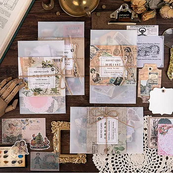 

27PCS Cute Flowers Retro Art Stamp Stickers Decor Stationery Stickers Creative Adhesive Sticker For Kids Scrapbooking Supplies