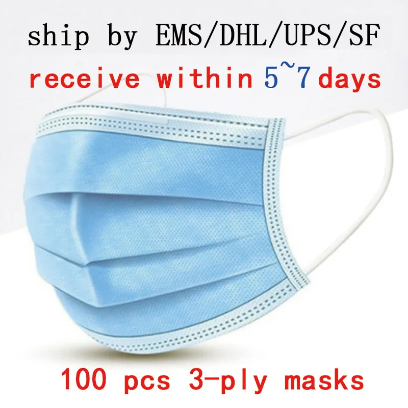 

100pcs 3-Ply Anti-Dust Disposable Face Mouth Masks Virus Protect