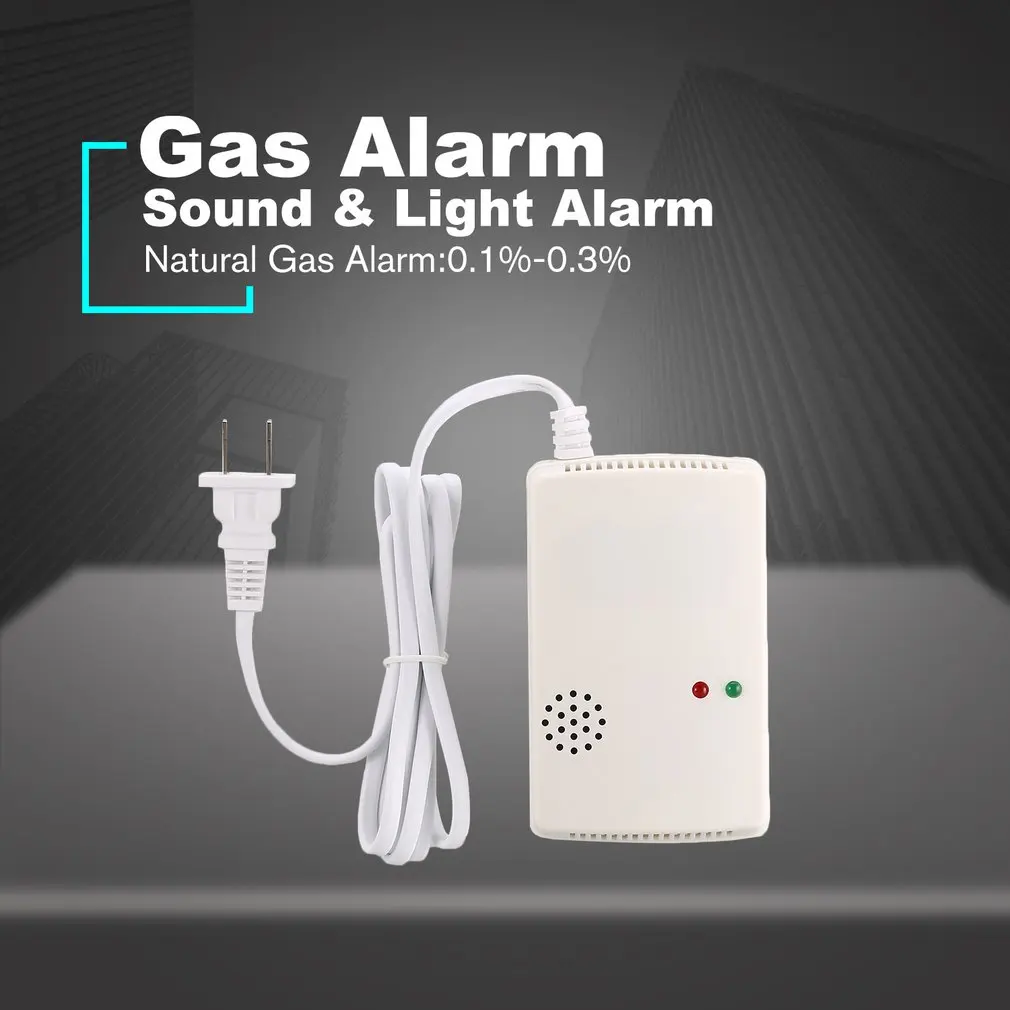 Combustible Gas Alarm Detector Monitor Natural LPG LNG Leak Sensor Sound Light Warning Home Security Fire Protection US Plug