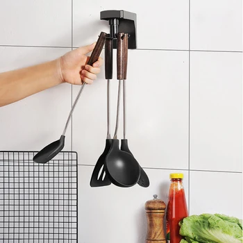 

YIGUISI TikTok Rotating Kitchen Hook Storage Rack Cooking Utensils Holder Hanging Cabinet Towel Spoon Pan Pot Organizer Tool