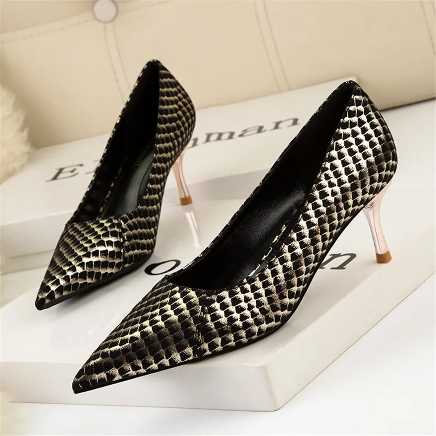 Korean Fashion Shallow Women Pumps 6cm High Heels Black Pink Shoes Spring Autumn Pointy Toe Female Bride Party Shoes Lady Office