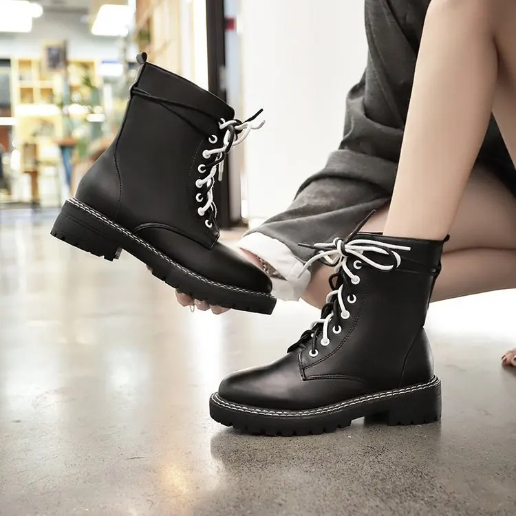 

Martin Boots Women's 2018 New Style Autumn & Winter British Style Boots WOMEN'S Flat Boots Korean-style Versatile Locomotive Sho