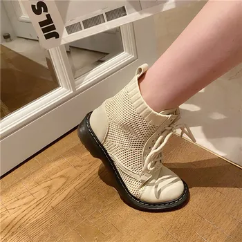 

Women Boots Fashion Streetwear Ankle Boots for Women Korean Low Boots