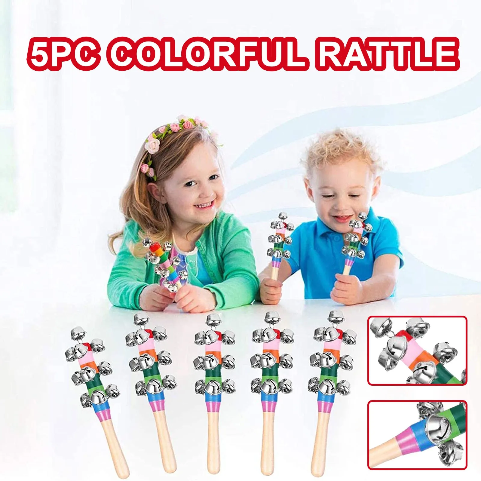 Игрушечный музыкальный инструмент 5 шт. красочные погремушки рождественский