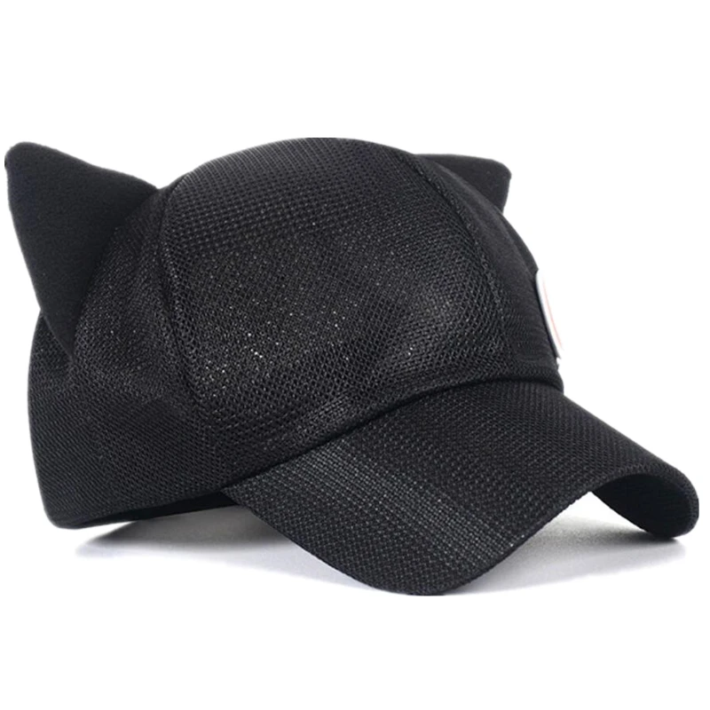 Anime Asuka Langley Soryu Cosplay Cute Cat Ears Cotton Hat Unsiex Adult Kids Baseball Mesh Cap Badge