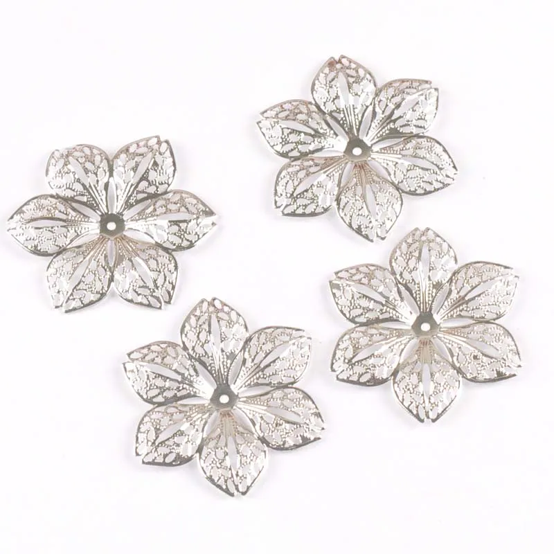 Hollow Flower Metal Crafts Filigree Wraps Connectors for Earrings Jewelry Making Findings Scrapbooking Decor 43mm 10pcs resin jewelry accessories