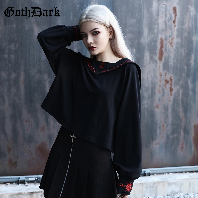  Goth Dark Print Gothic Grunge Gothic Sweatshirt Women Harajuku Vintage Punk Autumn 2019 Loose Sweat