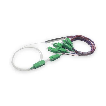 

FTTH Single Mode 1x8 mini Fiber Optic PLC Splitter 1x8 0.9mm Steel Tube Mini Blockless SC APC Connector Color line