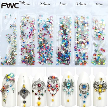 

Super Shiny .Crystal AB SS3 SS4 SS5 SS6 SS8 SS10 Mix Sizes Pack Flatback Rhinestones Nail Rhinestoens For Nails 3D Nail Art