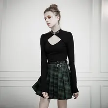 Панк рейв женские Готический зеленый плед плиссированные мини юбки PQ-411 Азии размер xs-l