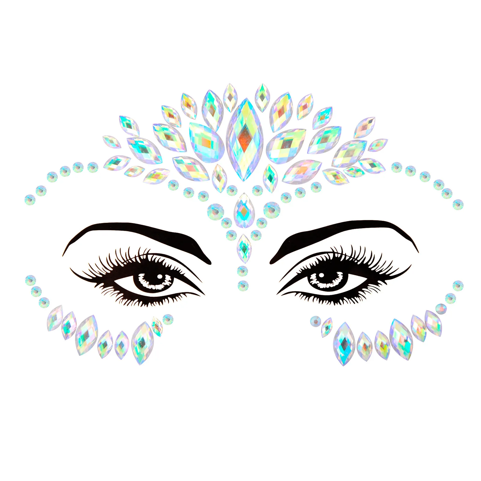 Set Serre-Tête Flocon De Neige Et Tatouages Strass Étoile – Accessoire Pour Noël Et Carnaval