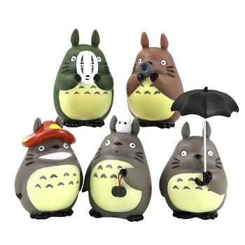 

5pcs/set Anime Hayao Miyazaki My Neighbor Totoro Figure Toy No Face Man Mask Mushroom Umbrella Lovely Totoro PVC Model Doll