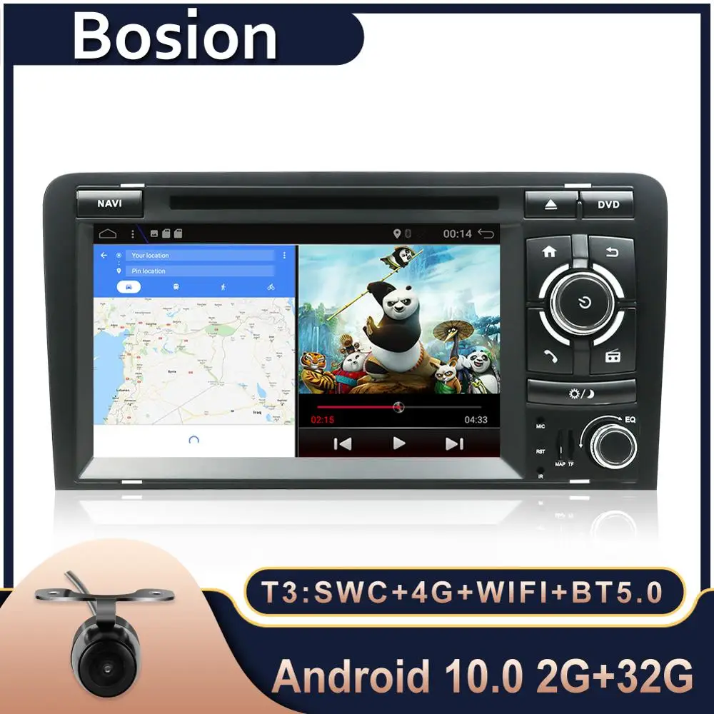 Bosion Android 10 2 Din автомобильный DVD стерео Подходит для Audi A3 (2003 2011) головное устройство