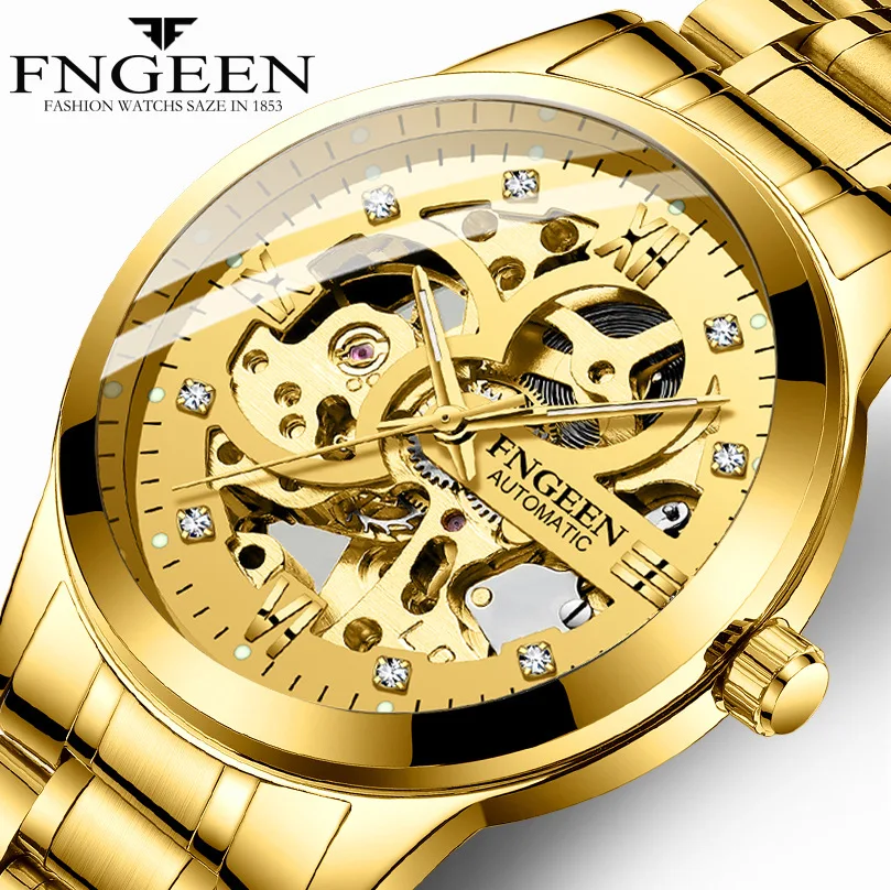 

FNGEEN Watches TOP Brand Luxury Fashion Business Gold Watch Mechanical Wristwatch Tourbillon Shock Resistant Waterproof Homme