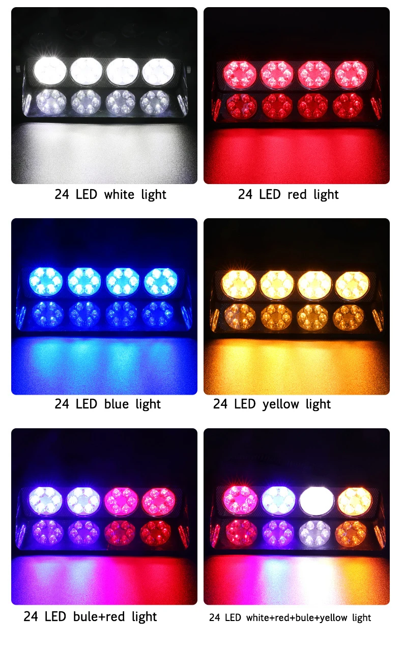 Новая общая модель 24 ламповый патрон Тип вспышка светильник режим сигнальная лампа шестицветный светильник Тепловыделение длительный срок службы - Испускаемый цвет: Blue and Red