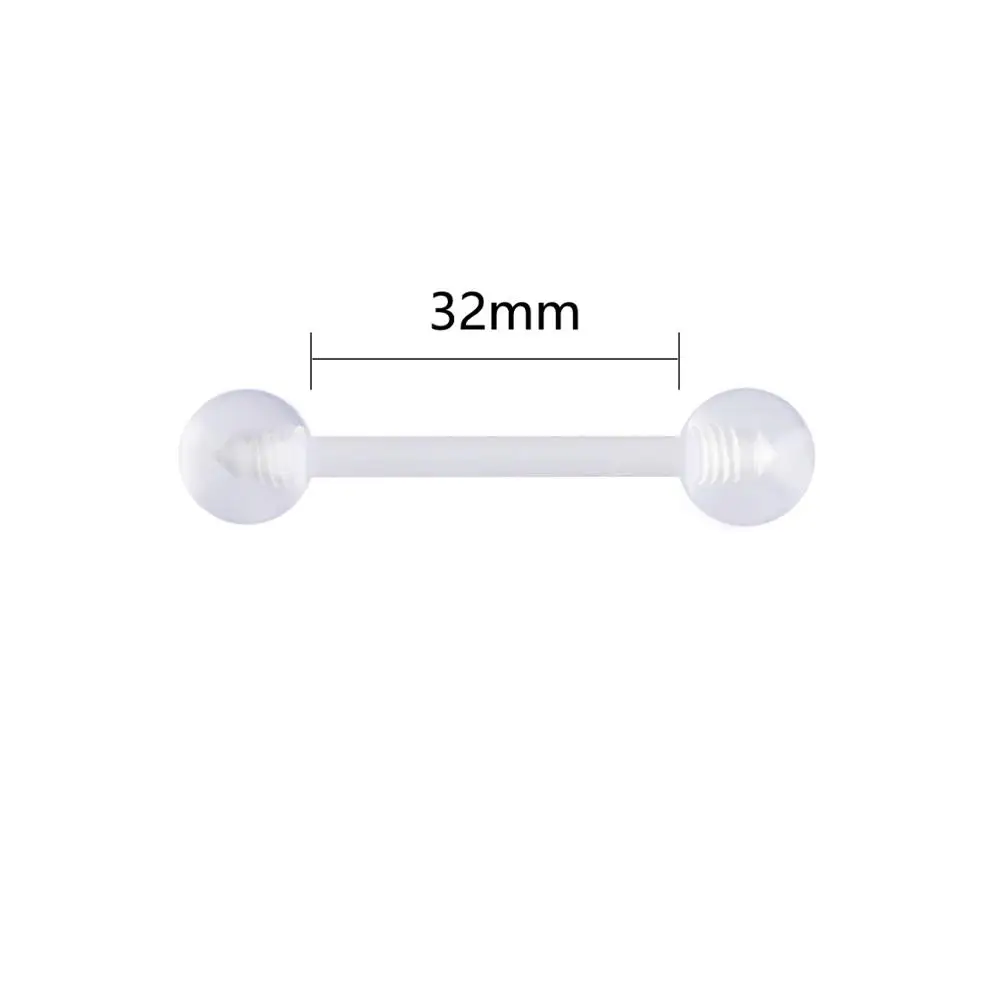 32mm Набор для пирсинга, Oreja, 6 шт., прозрачный Bioflex, невидимая Промышленная Штанга для языка, кольцо, фиксатор, шпилька, кость, шпилька, Сексуальные Ювелирные изделия для тела - Окраска металла: 32mm