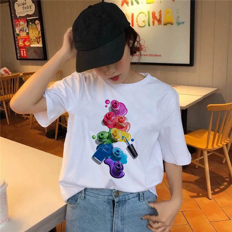 Women's Wreath T-shirt Colorful graffiti clothes ladies short sleeve Kawaii Tees top graphic T-shirt printing T-shirt female