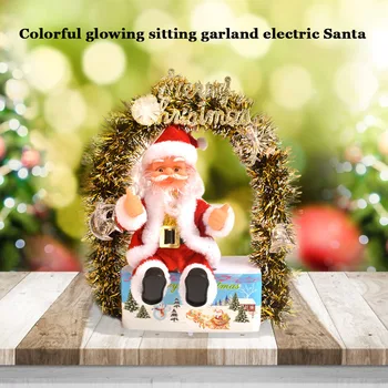 

Christmas Electric Music Santa Claus Toy Colorful Glow Sound Shining Wreath Garland Children Christmas Ornaments