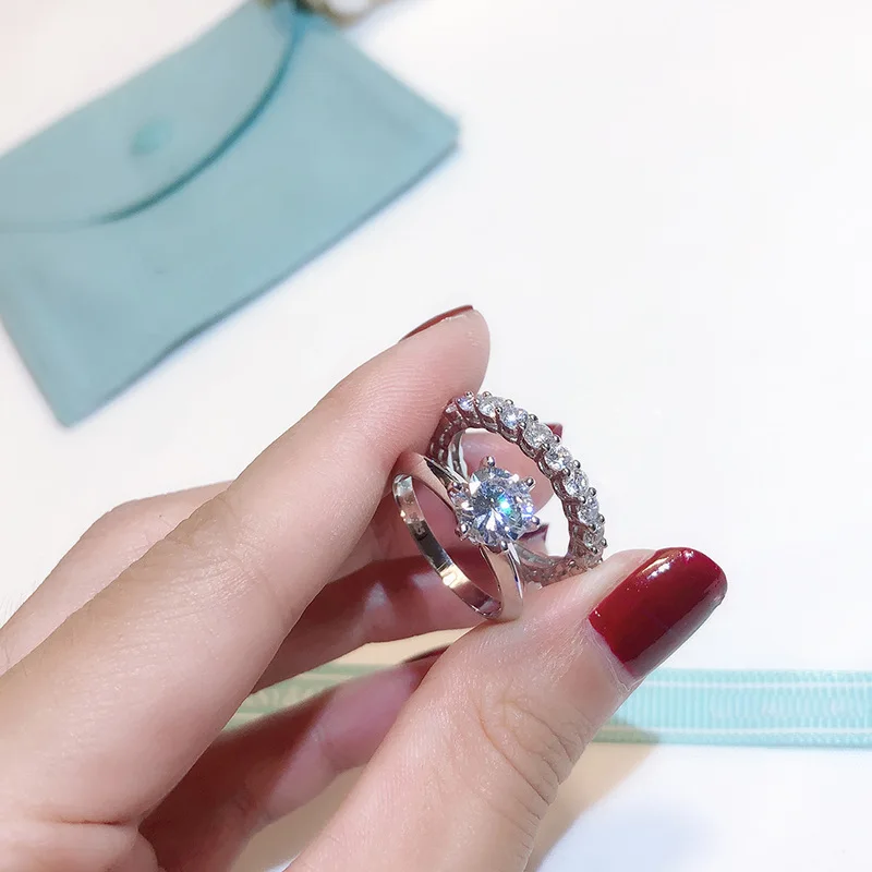 Silver Rings Brand Promise Ring Set 925 Sterling Silver Diamond For Women Engagement Wedding