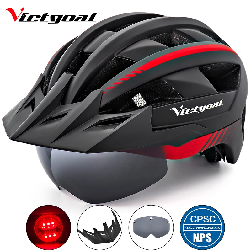 Victgoal Bicycle Helmet LED Moutain Road USB Rechargeable Light Cycling