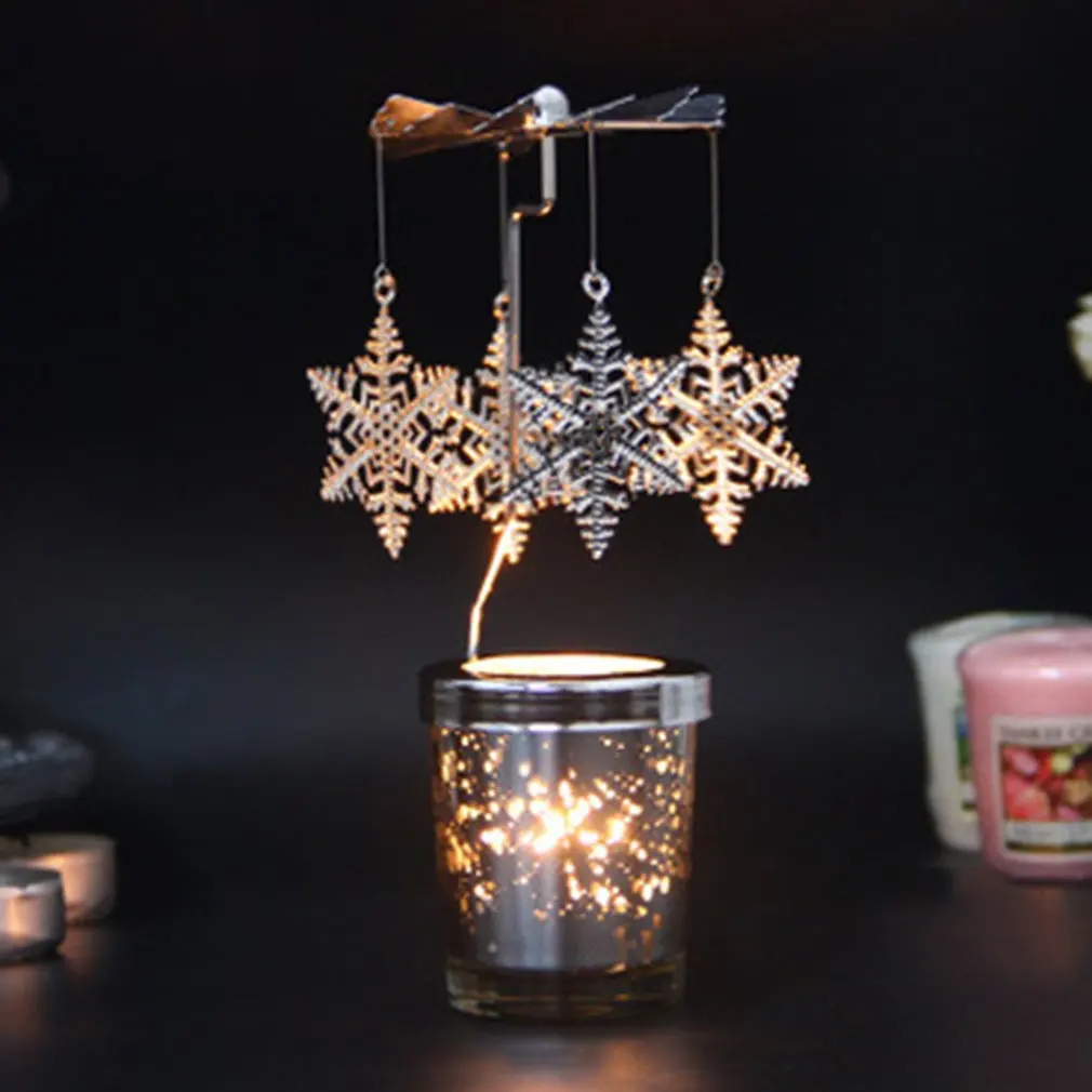 Романтический вращающийся Подсвечник подсвечники DIY настольный декор Праздничный Рождественский подарок