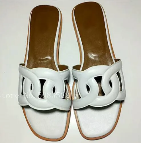 Коричневые кожаные женские шлепанцы на плоской подошве с вырезами; Zapatos De Mujer; уличная брендовая дизайнерская обувь; женские летние сандалии