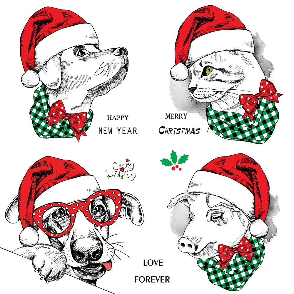 

ZhuoAng Christmas puppy and cat Clear Stamps For DIY Scrapbooking/Card Making Decorative Silicon Stamp Crafts