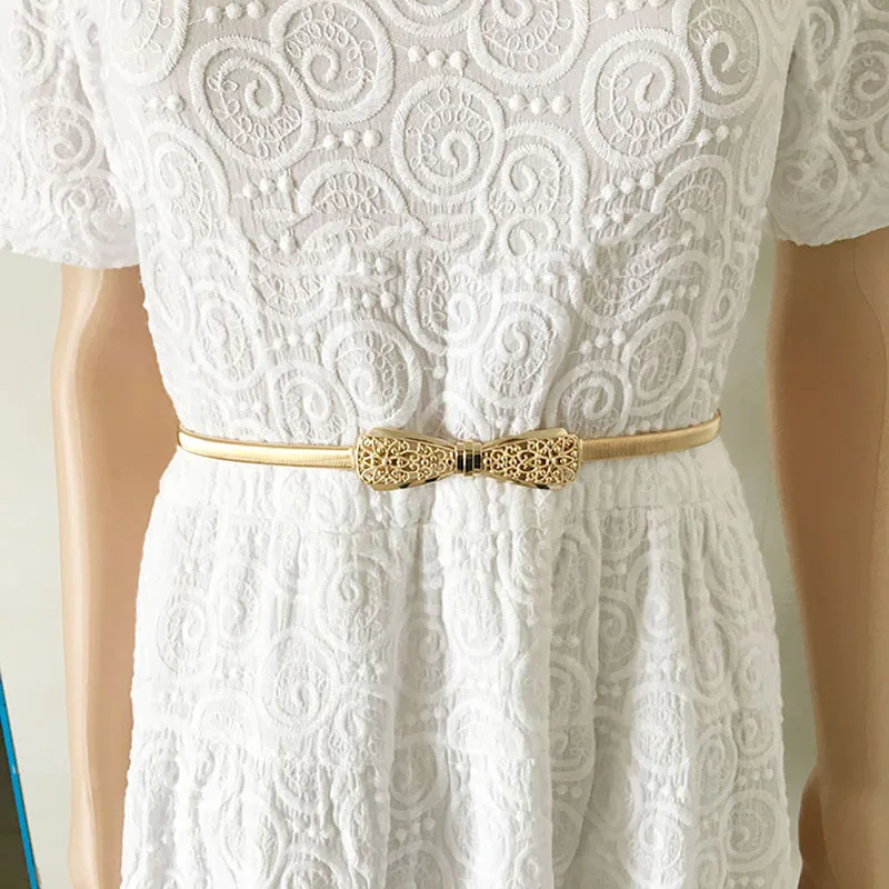 Металлические женские ремни на цепочке с бантом дизайнерские золотые серебряные