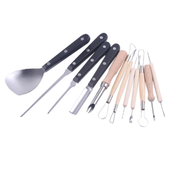 

ABSF Pumpkin Carving Tools Halloween Jack-O-Lanterns 13 Piece Professional Pumpkin Cutting Tools Kit Stainless Steel Lengthening