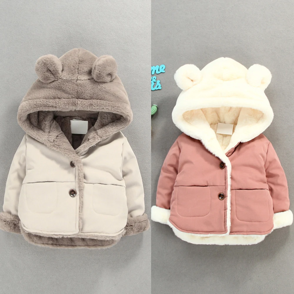 Пальто для маленьких девочек и мальчиков; Верхняя одежда с капюшоном; куртка; детская одежда; Зимняя Теплая Флисовая плюшевая хлопковая куртка; детская одежда; куртка-кардиган