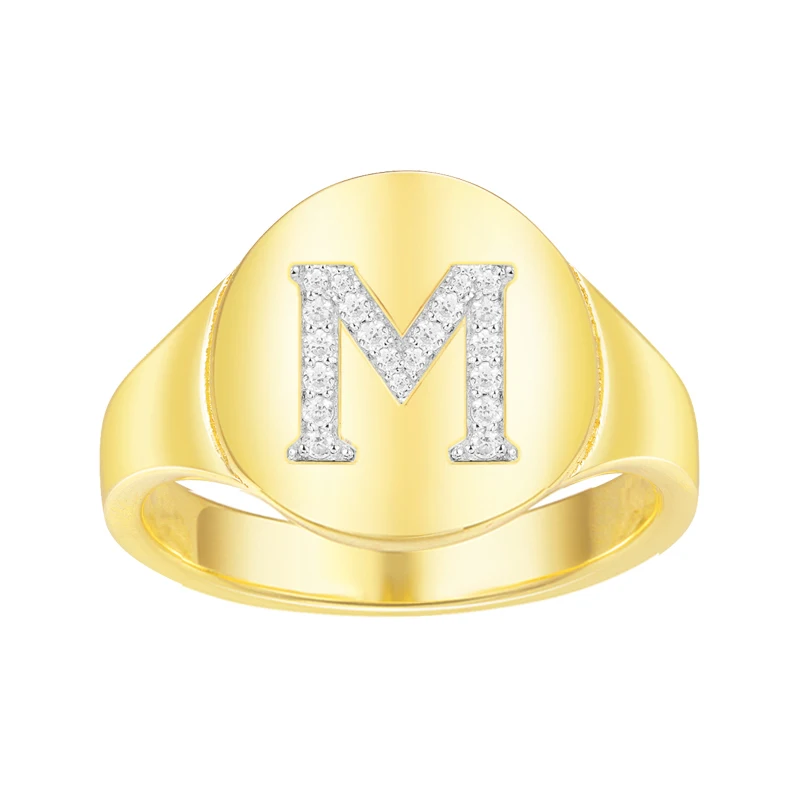 KALETINE, 925 пробы, серебряные кольца для женщин, с буквами, A-Z, коктейльное кольцо для девушек, для женщин, модное ювелирное изделие, юбилей, подарки для мужчин - Цвет основного камня: Letter M