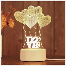 Настольная лампа, Настольный светильник, USB, 3D, романтический Ночной светильник, сердце, воздушный шар, любовь, воздушный шар, принт, лампа для спальни, подарок на день рождения, рождественский подарок