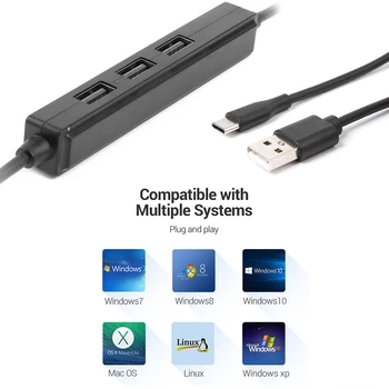 

USB 2.0 Male to Female HUB Splitter 480Mbps 3 USB 2.0 Adapter with Type-C Cable USB Extension Cable HUB Charge